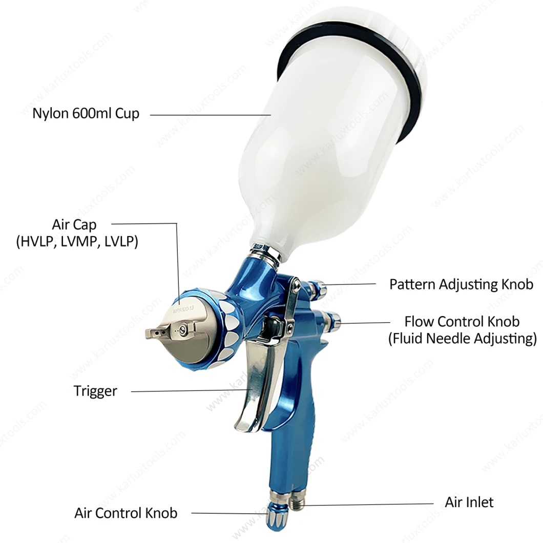 Gravity Feed Type Air Spray Gun HVLP Paint Sprayer Pneumatic Spray Gun