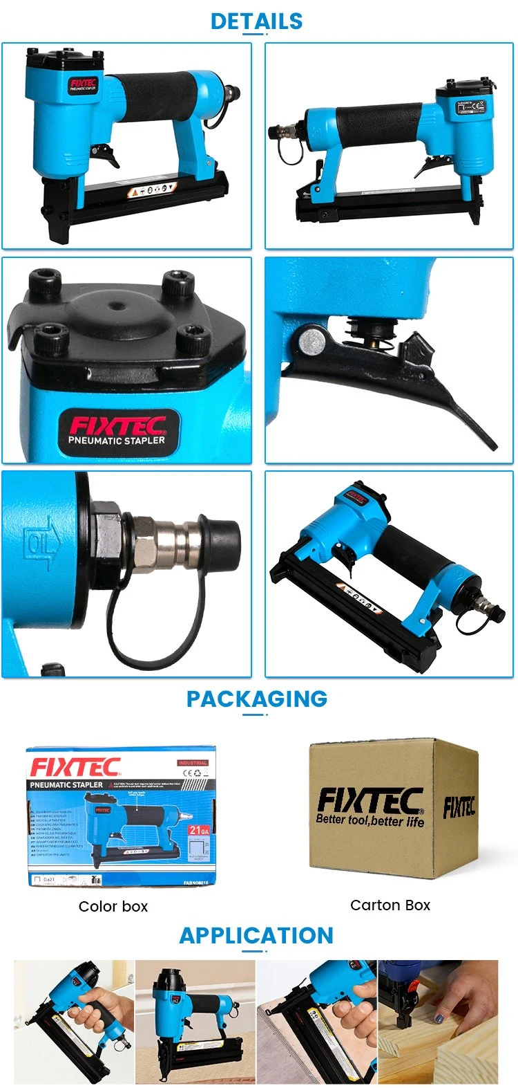 Fixtec Industrial Air Tools Easy-Open Latch-for Quick Pneumatic Air Stapler Nail Gun